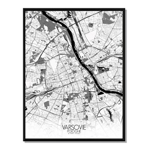 Varsovie carte ville city map n&b