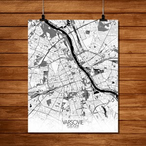 Varsovie carte ville city map n&b