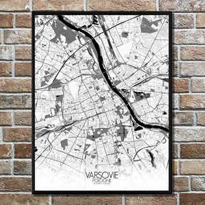 Varsovie carte ville city map n&b