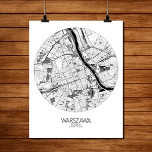 Varsovie carte ville city map rond