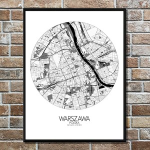 Varsovie carte ville city map rond