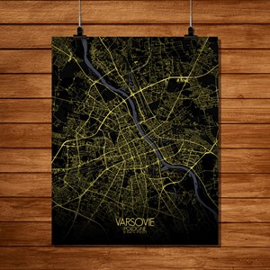 Varsovie carte ville city map nuit