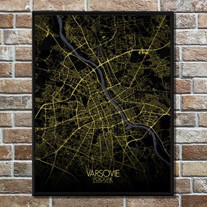 Varsovie carte ville city map nuit
