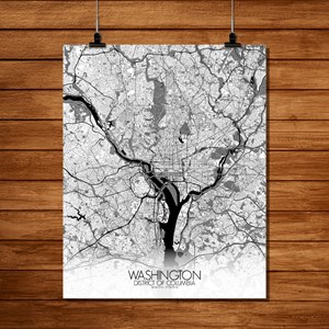 Washington carte ville city map n&b