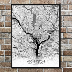 Washington carte ville city map n&b