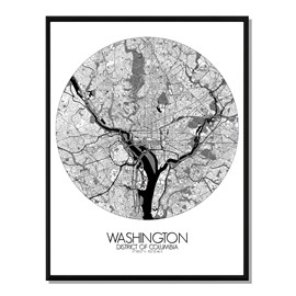 Washington carte ville city map rond