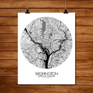 Washington carte ville city map rond