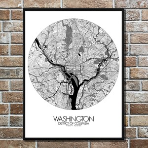 Washington carte ville city map rond
