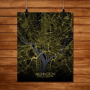 Washington carte ville city map nuit
