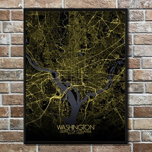 Washington carte ville city map nuit