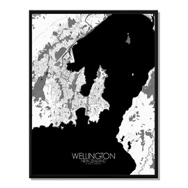 Wellington carte ville city map n&b