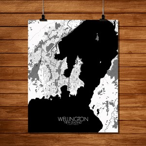 Wellington carte ville city map n&b