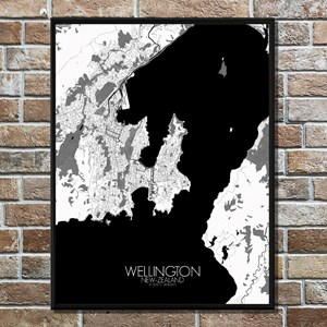 Wellington carte ville city map n&b
