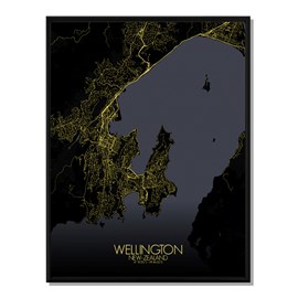 Wellington carte ville city map nuit