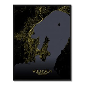 Wellington carte ville city map nuit