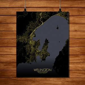 Wellington carte ville city map nuit
