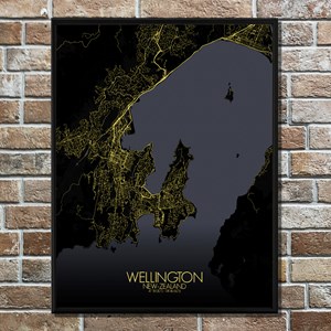 Wellington carte ville city map nuit