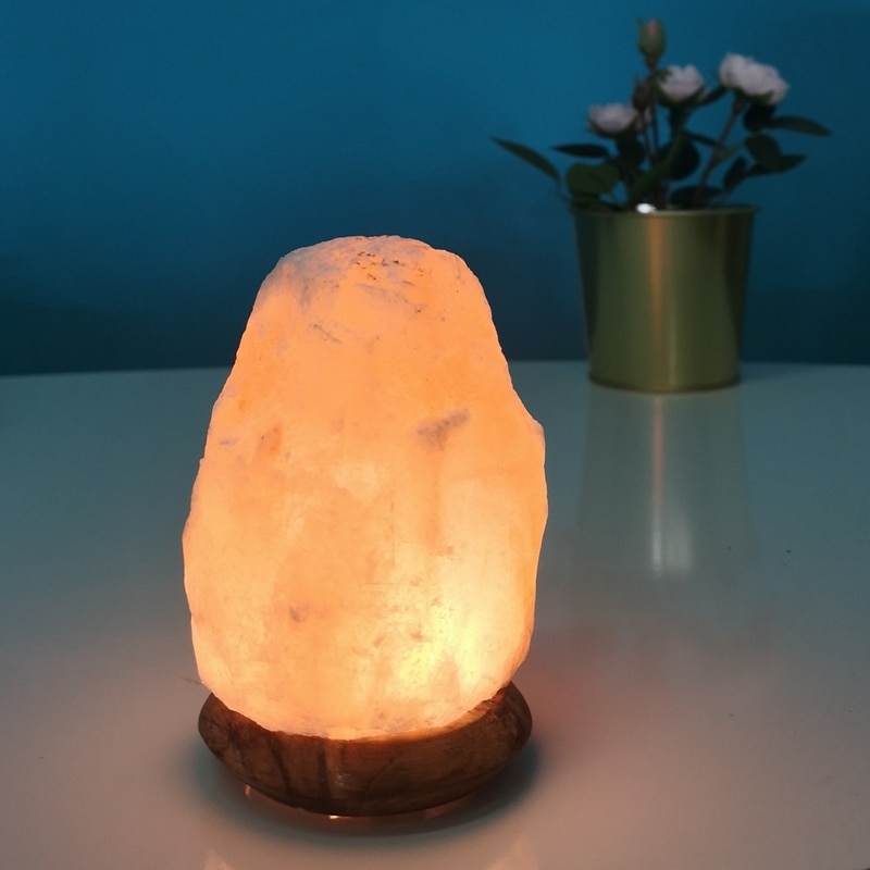 Lampe à poser led en pierre de sel himalaya