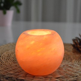 Bougeoir en cristal de sel himalaya rond