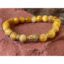 Bracelet buddha en oeil de tigre jaune