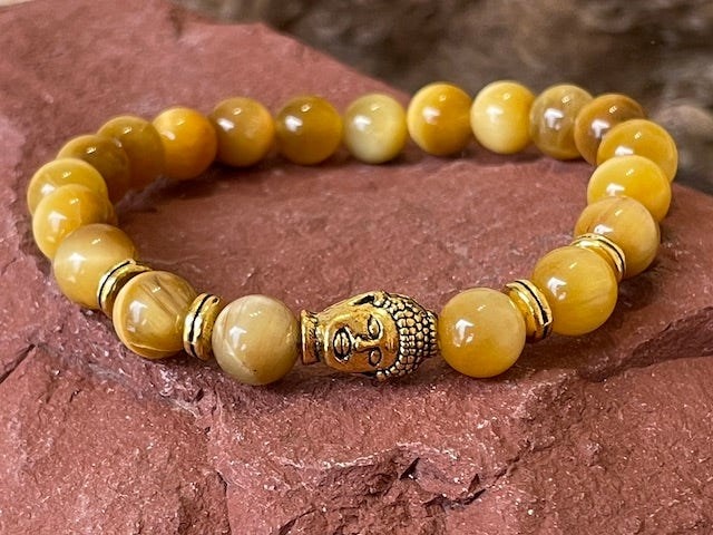 Bracelet Homme Femme Oeil de Tigre Naturelles Bouddha - Tibet - DESIRS  ESSENTIELS