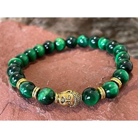 Bracelet buddha en oeil de tigre vert