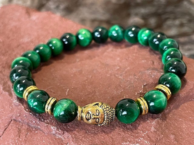 Natura-Zen - Bracelet buddha en oeil de tigre vert