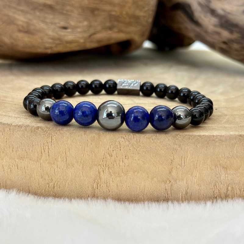 Bracelet En Pierre Lapis Lazuli - Ajustable - Fait Main - Neuf