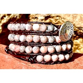 Bracelet équilibre en jaspe zébre rose