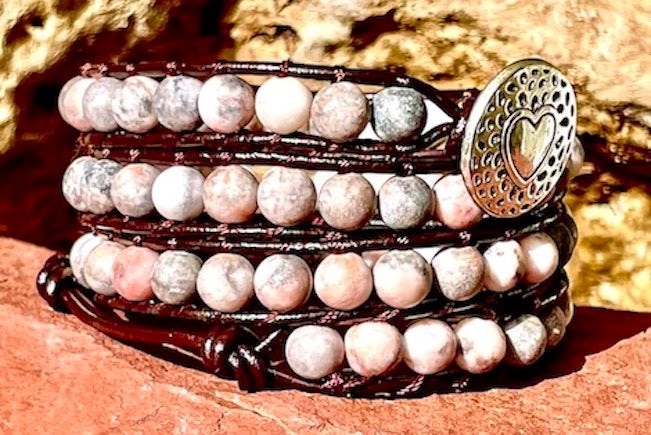 Natura-Zen - Bracelet équilibre en jaspe zébre rose