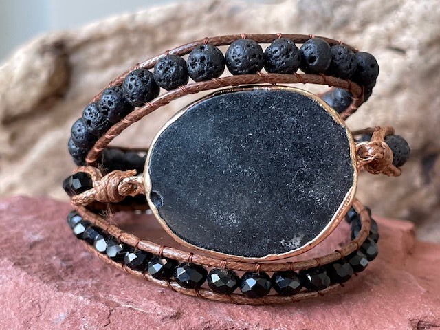 Natura-Zen - Bracelet harmonisation onyx et basalte