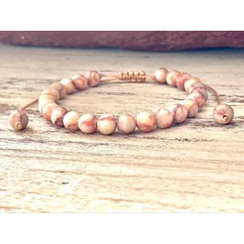 Bracelet protection en jaspe zébre rose