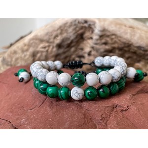 Bracelet distance howlite et malachite