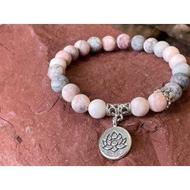 Bracelet en perles de jaspe zébre rose