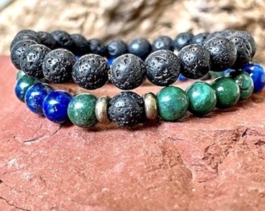 Bracelet turquoise africaine et basalte