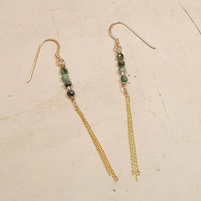 Boucles d'oreilles en turquoise verte