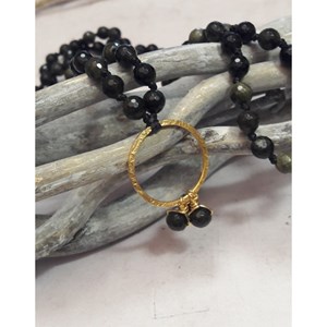 Sautoir mala obsidienne dorée