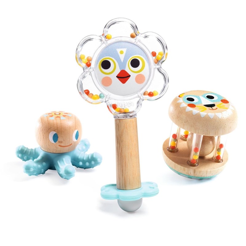 Coffret cadeau 3 jouets d'activités baby blanc kit