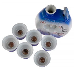 Service a sake asiatique bleu