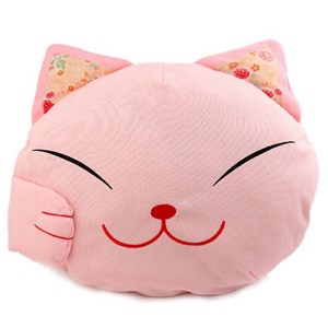 Coussin chat japonais rose