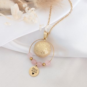Bola de grossesse quartz rose mini nous Doré - Acier inoxydable