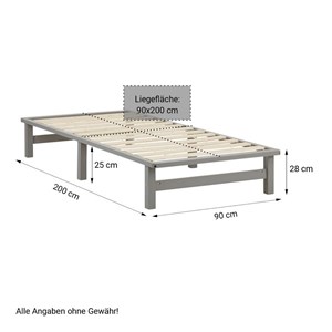 Lit simple 90x200 matelas bois gris