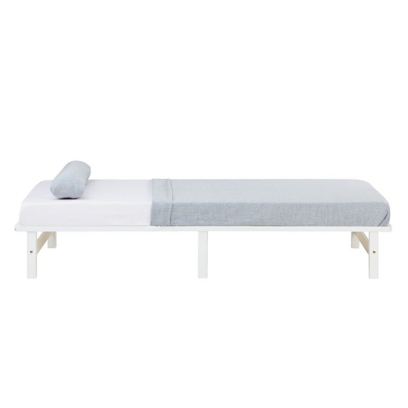 Homestyle4u - Lit simple 90x200 matelas bois blanc