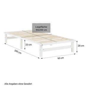 Lit simple 90x200 matelas bois blanc