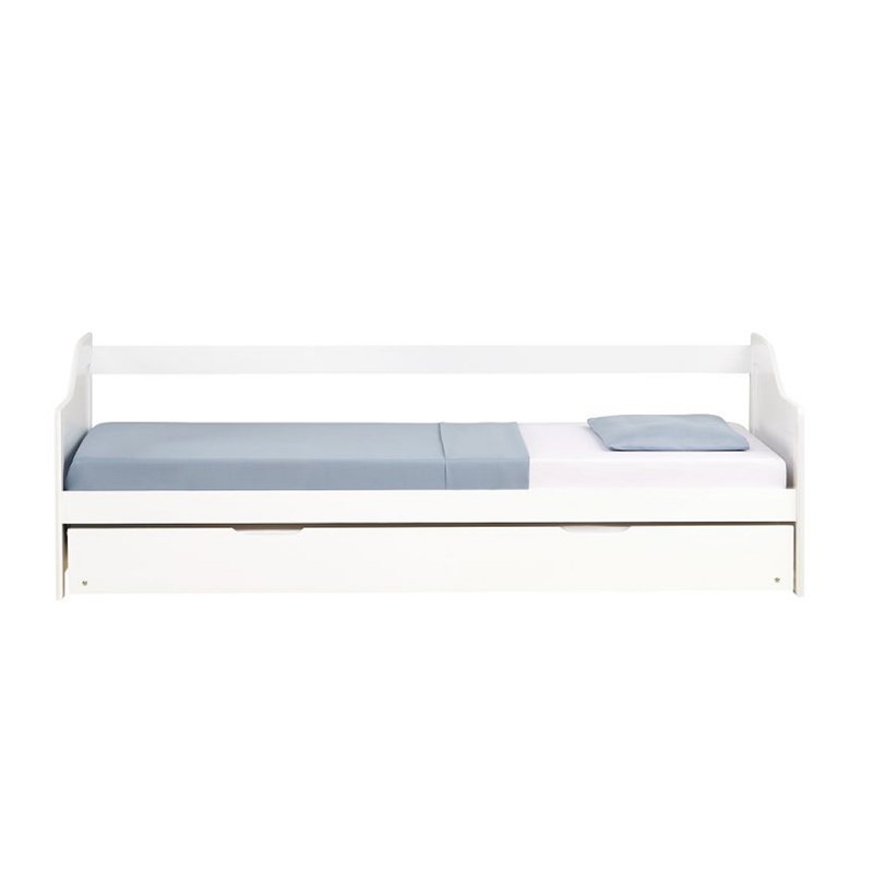Lit gigogne 90x200 2 matelas bois blanc