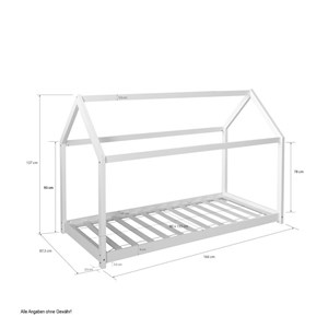 Lit enfant 80x160 gris cabane matelas