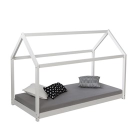 Lit enfant 80x160 blanc cabane matelas