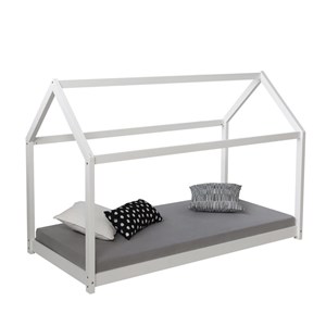 Lit enfant 80x160 blanc cabane matelas