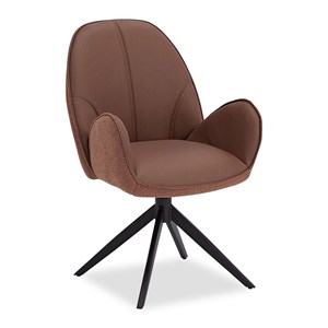 Chaise oeuf moderne cuir bouclé marron