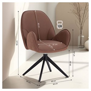 Chaise oeuf moderne cuir bouclé marron